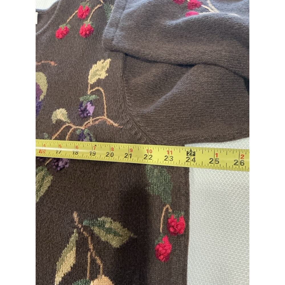 Vintage 90s Talbots Woman Plus 2X Fruit Embroidered Cardigan Ramie Cotton Silk - Picture 8 of 8